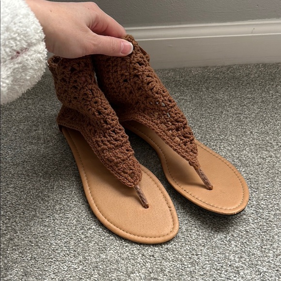 Brown Crochet Women's Sandals - Picture 1 of 3